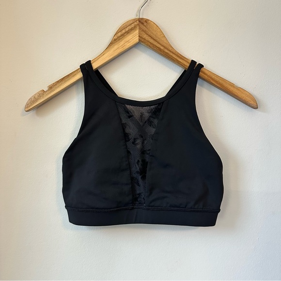 lululemon Energy Bra High Neck Flocked Mesh Black Size 6 - Picture 14 of 14
